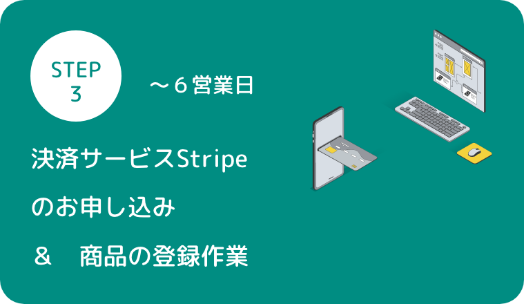 STEP3 決済サービスStripe のお申し込み＆商品の登録作業 〜6営業日